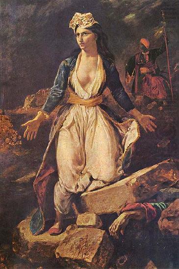 Greece Expiring on the Ruins of Missolonghi, Eugene Delacroix